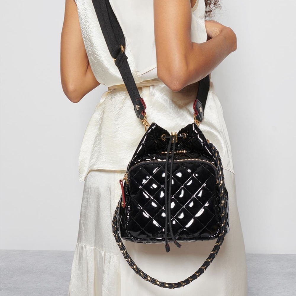 MZ Wallace Black Lacquer Bucket Bag
